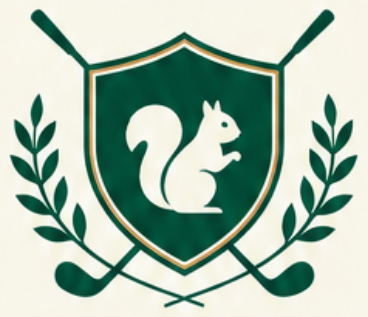 RP Cup crest: a squirrel on a green shield with crossed golf clubs and laurel branches